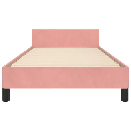 Cadre de lit sans matelas rose 90x190 cm velours