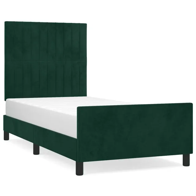 Cadre de lit sans matelas vert foncé 90x200 cm velours