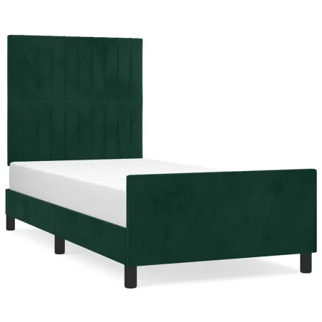 Cadre de lit sans matelas vert foncé 90x200 cm velours