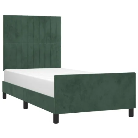Cadre de lit sans matelas vert foncé 90x200 cm velours