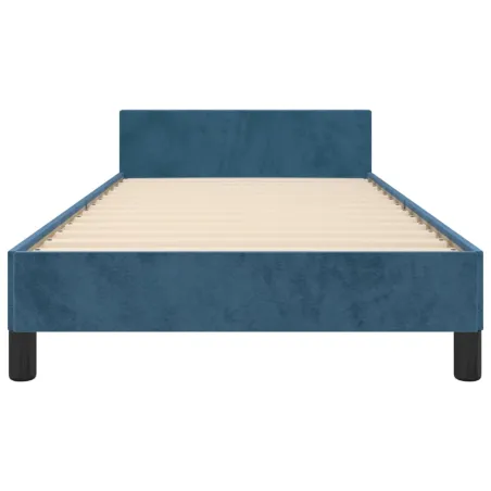 Cadre de lit sans matelas bleu foncé 90x200 cm velours