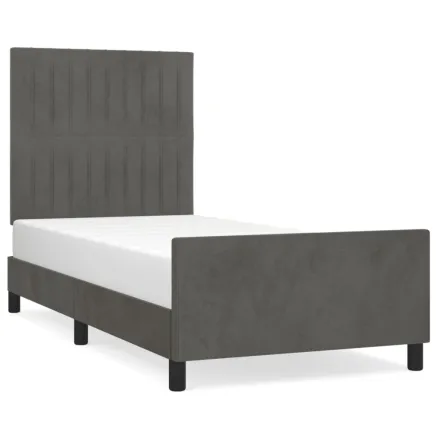Cadre de lit sans matelas gris foncé 100x200 cm velours 2