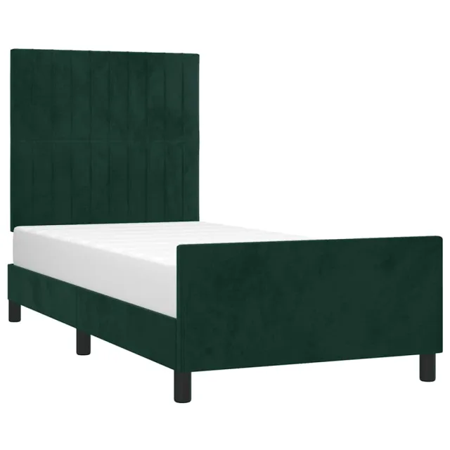 Cadre de lit sans matelas vert foncé 100x200 cm velours