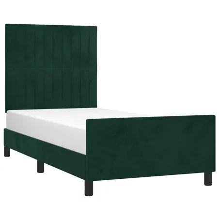 Cadre de lit sans matelas vert foncé 100x200 cm velours