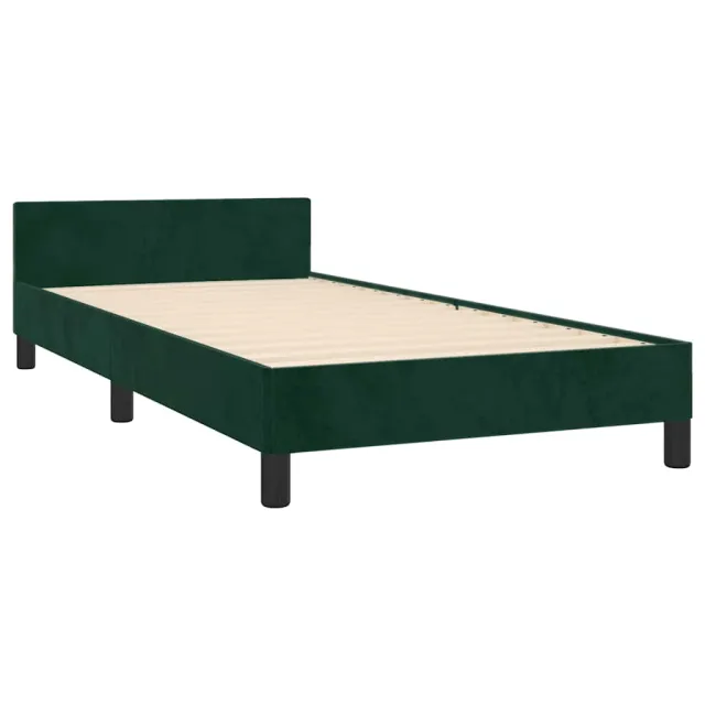 Cadre de lit sans matelas vert foncé 100x200 cm velours