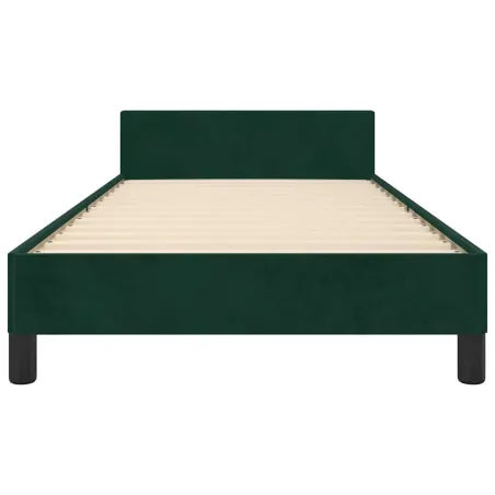 Cadre de lit sans matelas vert foncé 100x200 cm velours