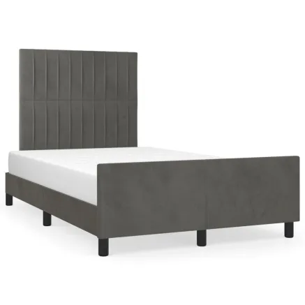 Cadre de lit sans matelas gris foncé 120x200 cm velours 2