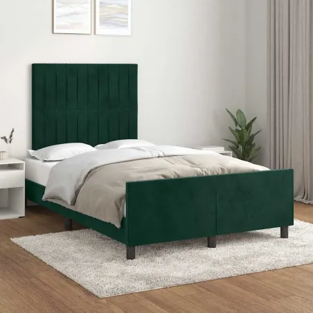 Cadre de lit sans matelas vert foncé 120x200 cm velours