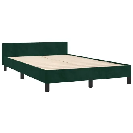 Cadre de lit sans matelas vert foncé 120x200 cm velours