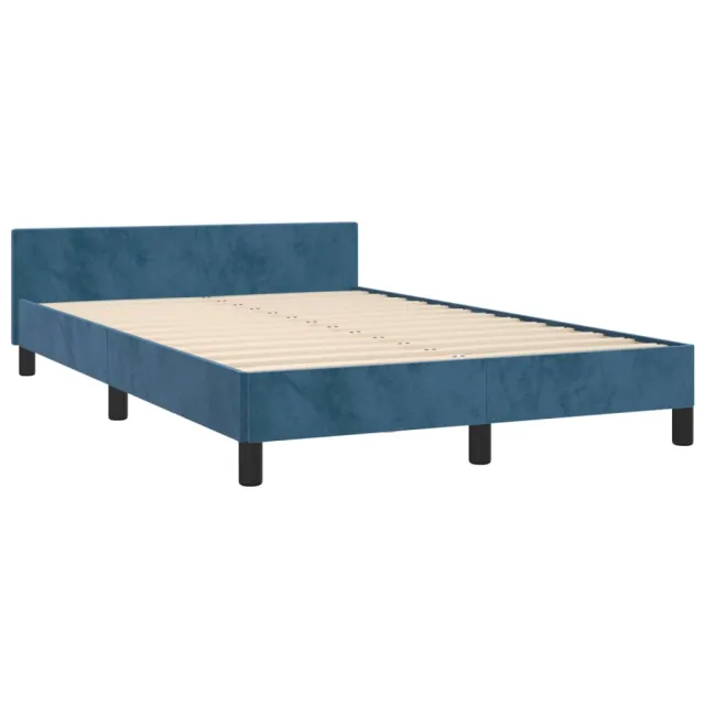 Cadre de lit sans matelas bleu foncé 120x200 cm velours