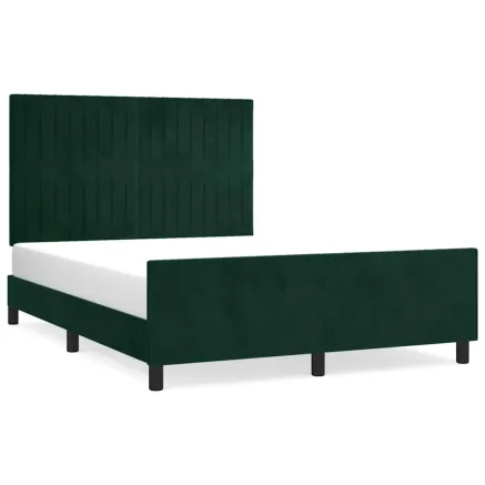 Cadre de lit sans matelas vert foncé 140x190 cm velours 2