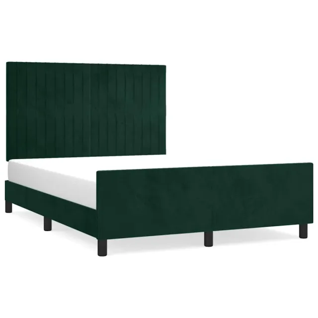 Cadre de lit sans matelas vert foncé 140x190 cm velours