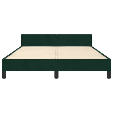 Cadre de lit sans matelas vert foncé 140x190 cm velours