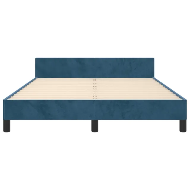 Cadre de lit sans matelas bleu foncé 140x190 cm velours