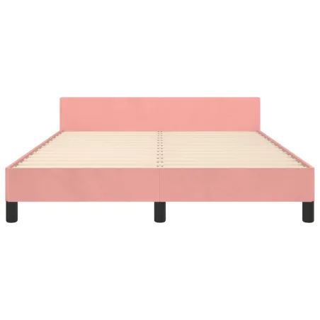 Cadre de lit sans matelas rose 140x190 cm velours