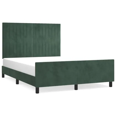 Cadre de lit sans matelas vert foncé 140x200 cm velours