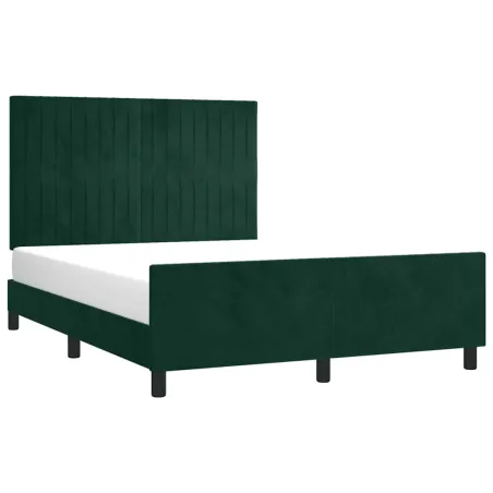 Cadre de lit sans matelas vert foncé 140x200 cm velours