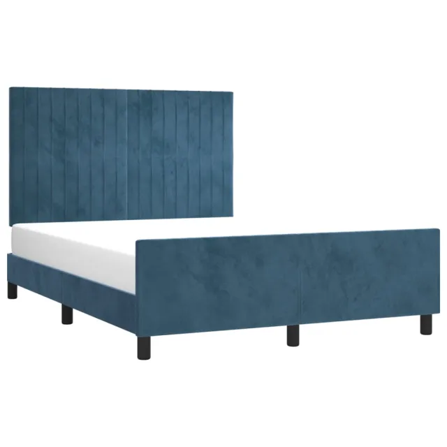 Cadre de lit sans matelas bleu foncé 140x200 cm velours