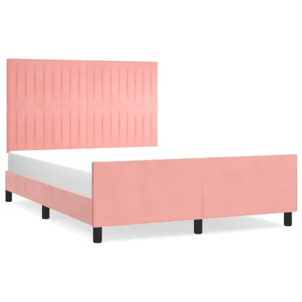 Cadre de lit sans matelas rose 140x200 cm velours 2