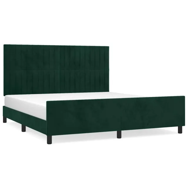 Cadre de lit sans matelas vert foncé 160x200 cm velours
