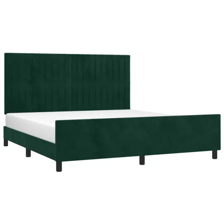 Cadre de lit sans matelas vert foncé 160x200 cm velours