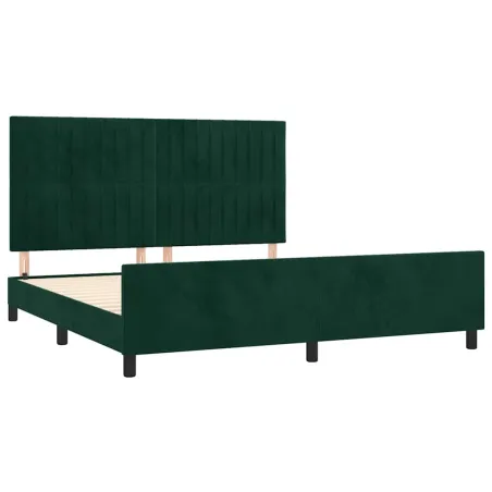 Cadre de lit sans matelas vert foncé 160x200 cm velours