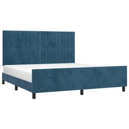 Cadre de lit sans matelas bleu foncé 160x200 cm velours