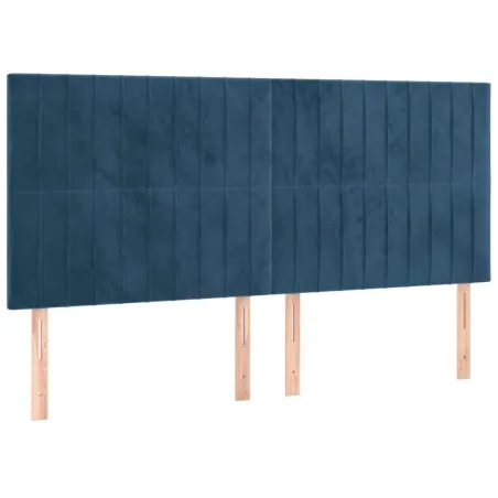Cadre de lit sans matelas bleu foncé 160x200 cm velours