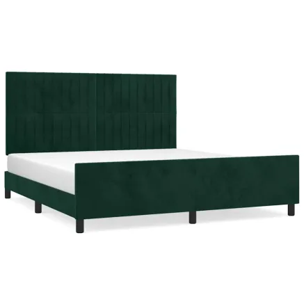Cadre de lit sans matelas vert foncé velours 2