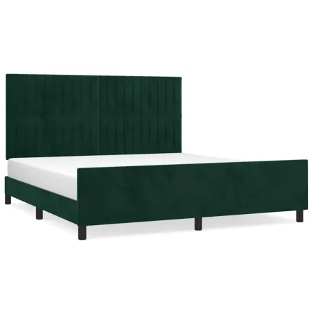 Cadre de lit sans matelas vert foncé velours