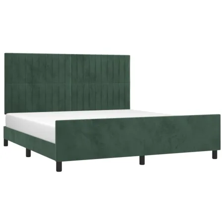 Cadre de lit sans matelas vert foncé velours