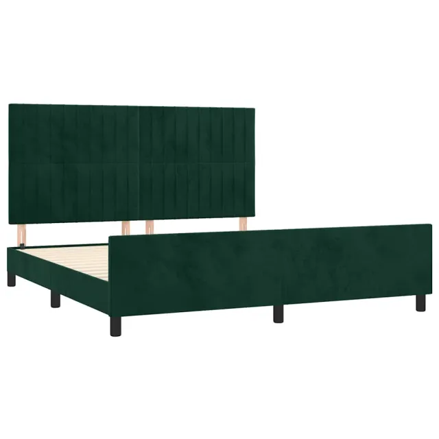 Cadre de lit sans matelas vert foncé velours