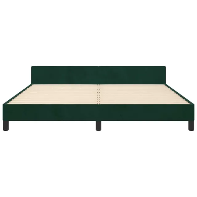 Cadre de lit sans matelas vert foncé velours
