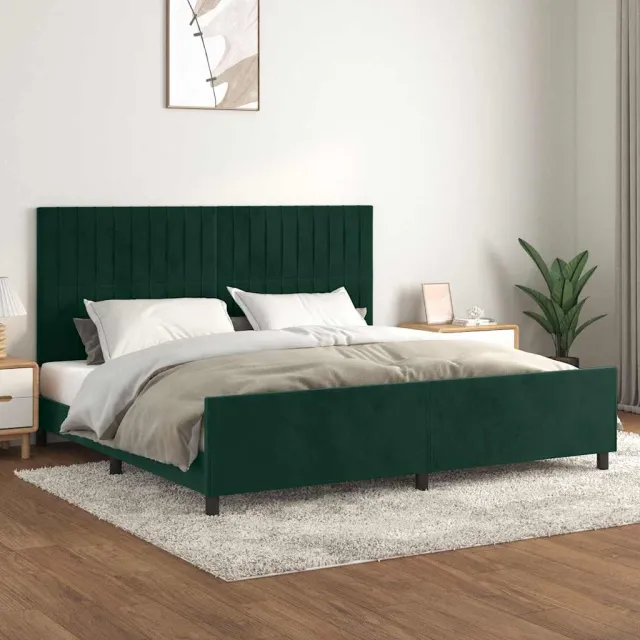 Cadre de lit sans matelas vert foncé 200x200 cm velours