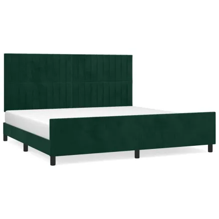 Cadre de lit sans matelas vert foncé 200x200 cm velours 2