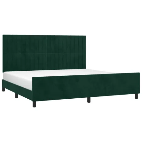 Cadre de lit sans matelas vert foncé 200x200 cm velours
