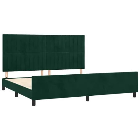 Cadre de lit sans matelas vert foncé 200x200 cm velours