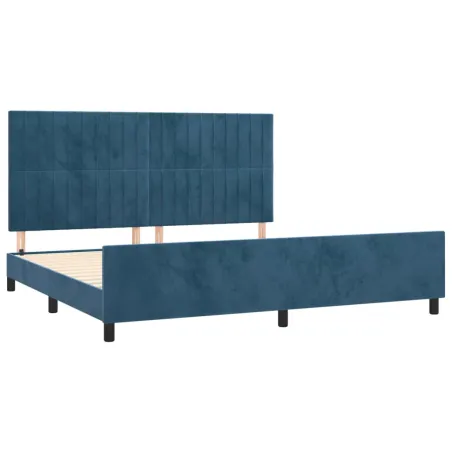 Cadre de lit sans matelas bleu foncé 200x200 cm velours