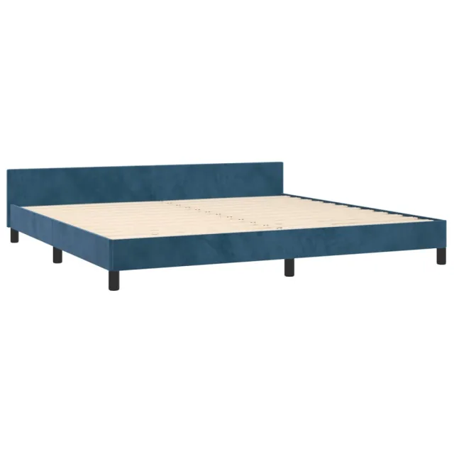 Cadre de lit sans matelas bleu foncé 200x200 cm velours