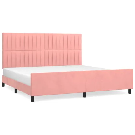 Cadre de lit sans matelas rose 200x200 cm velours 2