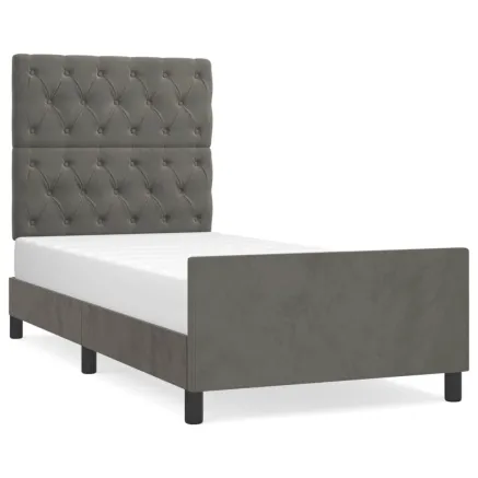 Cadre de lit sans matelas gris foncé 80x200 cm velours 2
