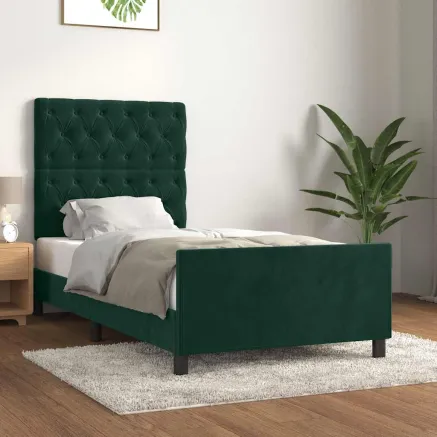 Cadre de lit sans matelas vert foncé 80x200 cm velours