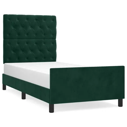 Cadre de lit sans matelas vert foncé 80x200 cm velours 2