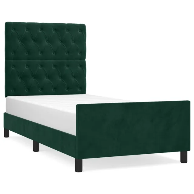 Cadre de lit sans matelas vert foncé 80x200 cm velours