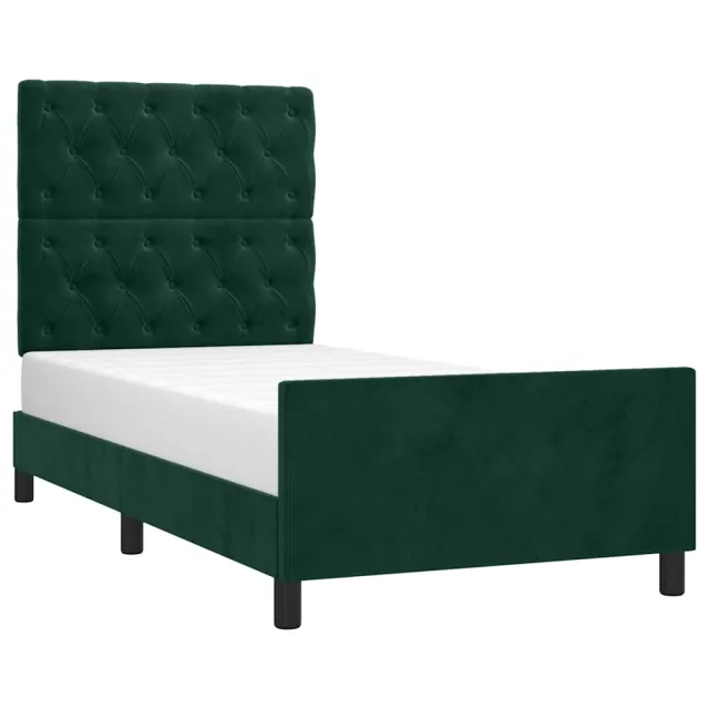 Cadre de lit sans matelas vert foncé 80x200 cm velours