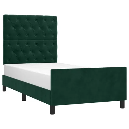 Cadre de lit sans matelas vert foncé 80x200 cm velours