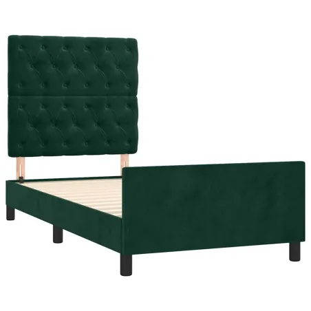 Cadre de lit sans matelas vert foncé 80x200 cm velours