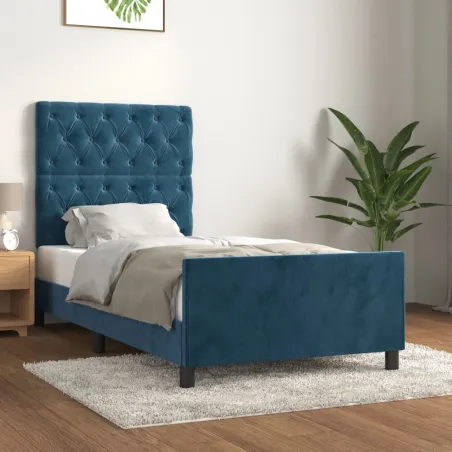 Cadre de lit sans matelas bleu foncé 80x200 cm velours