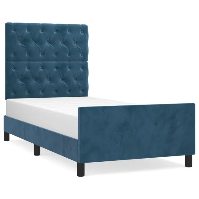 Cadre de lit sans matelas bleu foncé 80x200 cm velours
