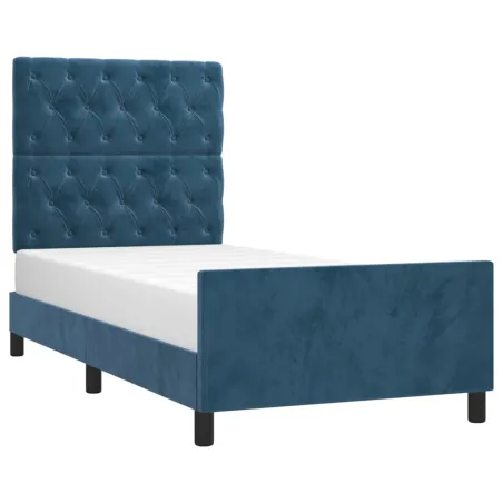 Cadre de lit sans matelas bleu foncé 80x200 cm velours